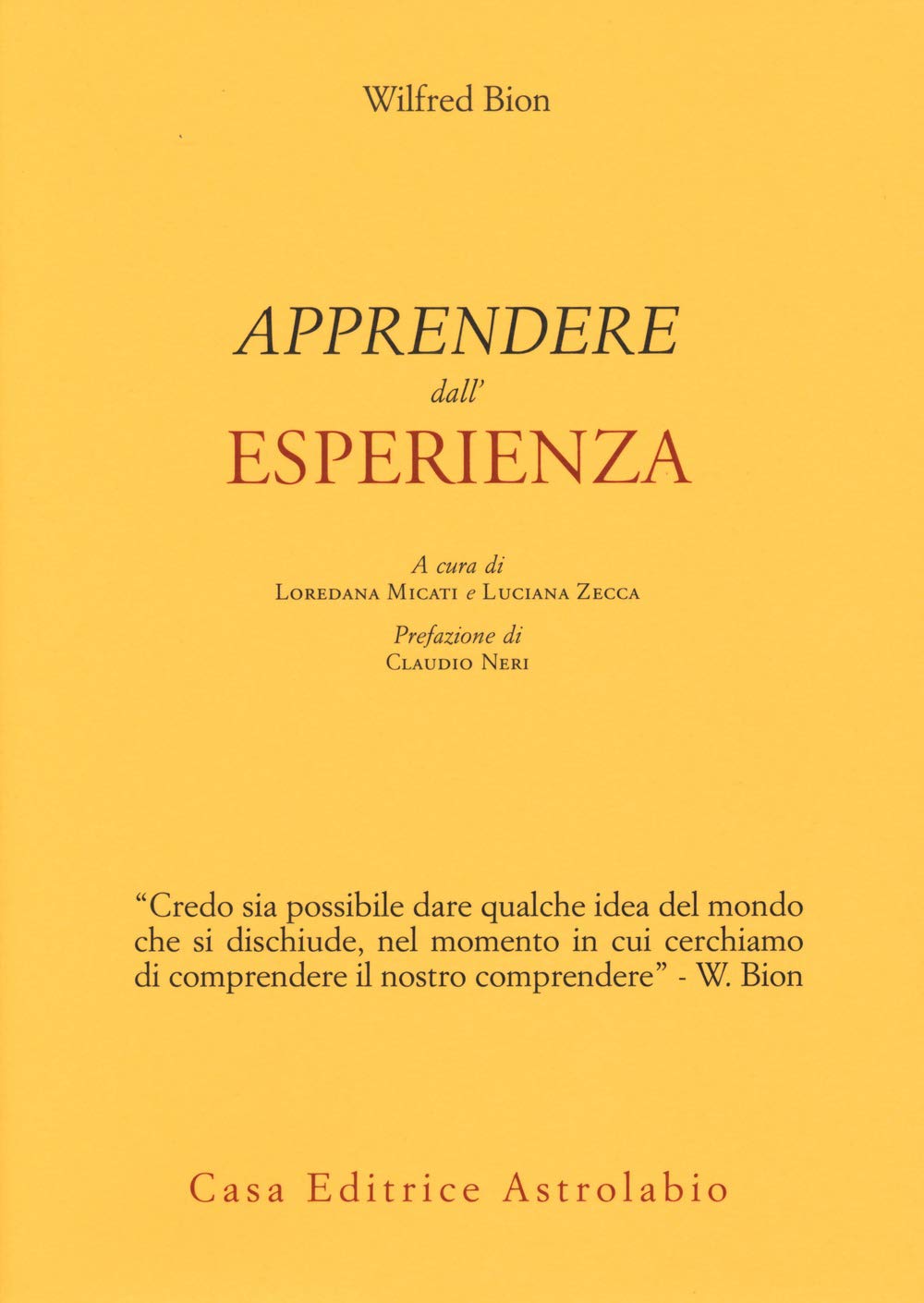 copertina del libro di Wilfred Bion Apprendere dall'Esperienza